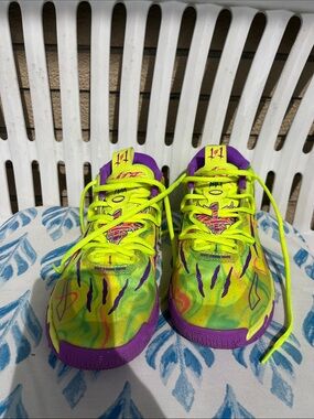 Puma Kids Neon Yellow and Purple Athletic Sneakers